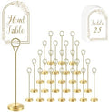 Radezon 26 PCS Gold Table Number Holders With Table Numbers 1-25 & Head Table Card, 8" Weighted Base Place Card Holders for Outdoor Wedding, Windproof Sturdy Metal Photo Stands for Reception Tables by Radezon