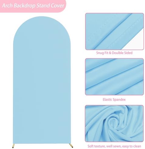 Arch Backdrop Stand and Cover Set, 6ft Arch Stand with Dusty Blue Cover - Image 4
