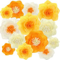 Cholemy 24 Pcs Tissue Paper Flowers, Crepe Paper Flowers Decorations 8" 10" 12" for Wedding Party Baby Bridal Shower Carnival Party Birthday Nursery Wall Decor (Gold,Yellow,Orange) by Cholemy