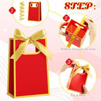 AmazingSpark 50 Pcs Red Gold Mini Gift Bags Bulk 6.3 x 3.9 x 2.8 Inch Party Favors Elegant Small Gift Bags with Handles and Ribbon Bows for Wedding Birthday Bridal Baby Shower Party Favors - Image 4