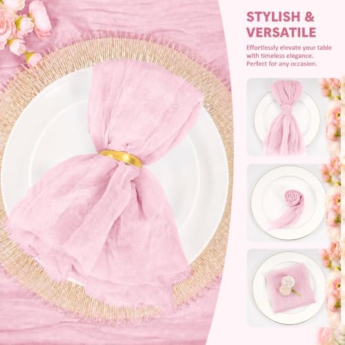 60Pack Light Pink Cheesecloth Napkins Rustic Boho Gauze Napkins 20"x20" - Image 4