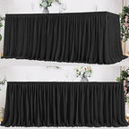 PARTISKY Black Polyester Table Skirt for Rectangle Tables 17ft, Wrinkle Resistant Pleated Ruffle Table Cloth for Banquet Wedding Trade Baby Shower Display Gift Dining Table - Image 4