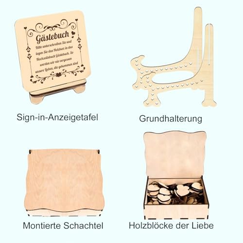 Wedding Guest Book Alternative - Round Drop Box with Heart Pieces - Rustic Wood & Acrylic Sign-in Book for Wedding Reception-Unique Wedding Keepsake Frame - Image 5