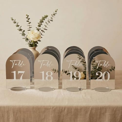 Acrylic Mirror Arch wedding table numbers 1-20 for Wedding and Events, Silver, 3.94 x 5.91 Inches, Set of 20 - Image 4