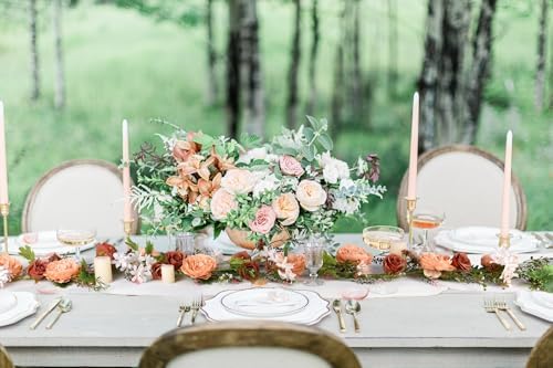 Lvydec 2 Pack Artificial Peony Flower Garland - 6ft Silk Peony Orange Flower Garland Arch Flower Vine for Wedding Party Table Decoration(Orange) - Image 6