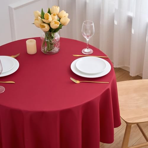 FINDYOU Burgundy 6 Pack Round 60 Inch Tablecloth, Premium Polyester Table Cloth Washable Table Cover Stain and Wrinkle Resistant Decorative Table Cover for Party Wedding - Image 2
