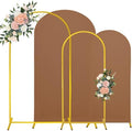 7.2FT, 6FT Wedding Arch Stand and Matching Brown Spandex Fitted Arch Backdrop Cover Set, Round Top Chiara Backdrop Stands and Covers for Birthday Party Baby Shower Banquet Arch Decor (Brown) by JALANCY