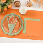 350 Pcs Fall Party Plates and Napkins - Sage Green Orange Party Decoration Tableware set Include Autumn Wedding Gradient Scalloped Plate Napkin Cup & Cutlery for Thanksgiving, Bridal shower, Birthday - Image 7