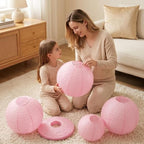 Pink Paper Lanterns Round Paper Lanterns Decorative Ball Lanterns Lamps for Weddings, Birthdays, Parties and Events 16-Inch 5 Packs (Light Pink) - Image 4