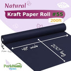 PerkHomy 48" x 2,400" (200') Navy Blue Kraft Paper Roll for Craft Bulletin Board Paper Art Table Covering Crafting Gift Wrapping Bouquet Packing Parcel 80GSM 55LB (Navy Blue, 48" x 200') - Image 2