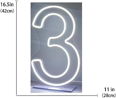 LED Neon Signs Number 3 Birthdays Decor Neon Lights Party USB Plus Battery Case Light up your baby's birthday with our Neon Number Three Sign (Number 3) - Image 5