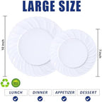 U-QE 60 Pcs White Plastic Plates for Party – Scalloped Plastic Plates - Image 2