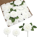 100 PCS White Artificial Flowers Realistic Roses - Real Looking Fake Roses with Bentable Stem for DIY Wedding Bouquets Centerpieces Bridal Shower Party Home Romantic Decorations (White) by BringmoreJoyinyourlife