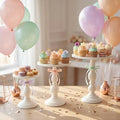 Cream White 3Pcs Metal Round Elegant Cake Stand Set Dessert Display by CBBZJY