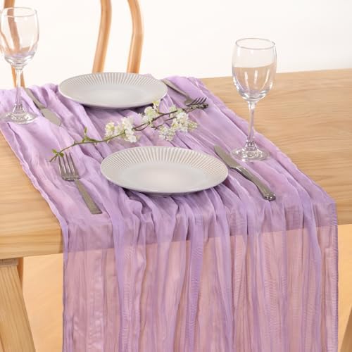 Lilac Purple Cheesecloth Table Runner Fall Wedding Party Decor 10ft, 8 Pack - Image 6