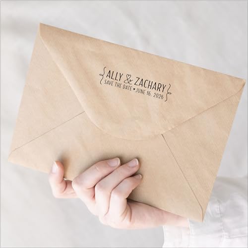 Personalized Heart Ampersand Self-Inking Return Address Stamp for Wedding - Image 3