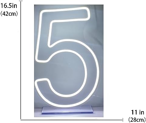 LED Neon Signs Number 5 Birthdays Decor Neon Lights Party USB Plus Battery Case Light up your baby's birthday with our Neon Number Five Sign (Number 5) - Image 5