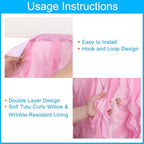 MECCANIXITY 14ft Pink Tutu Table Skirt, Tulle Curly Willow Table Skirt for Rectangle Tables, Ruffle Table Skirt for Birthday Wedding Gender Reveal Party - Image 3