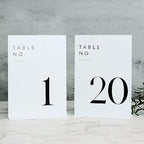 White Wedding Table Numbers 1-20 with Stands, 5"x7" White Acrylic Table Numbers, Perfect for Wedding Reception, Party, Anniversary, Event by JINMURY