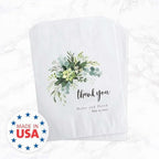 Canopy Street Personalized Lush Greenery Thank You Treat Bags / 50 Custom Event Dessert Bags / 5 3/4" x 8" Watercolor Floral Cookie Holder Wedding Anniversary Favor/Made In The USA - Image 6