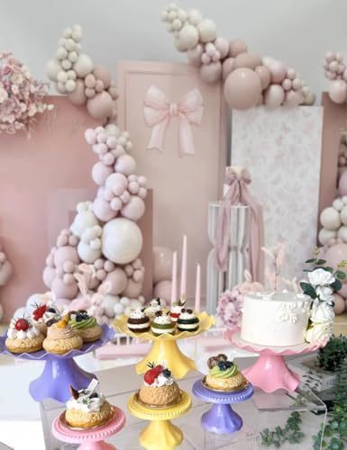 Plastic Dessert Table Display Set of 6, 3 Pcs 9 inch cake Stand, 3 Pcs 4 inch Mnini Cupcake Holder, cupcake tray, Versatile Design for Birthday, Tea Party, Wedding. (Macaron girl) - Image 7