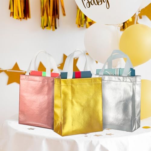 BLEWINDZ 100 Medium Reusable Gift Bags with Handles - Ideal Party Favors & Shopping Bags (10 Colors) - Image 3
