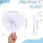 Blulu 60 Pack Wedding Heart Folding Hand Fans Decor Bulk, White - Image 2