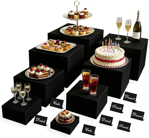 6PCS Black Acrylic Buffet Display Risers 3in to 10in by Unknown