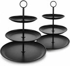 YOUNTHYE Black Cupcake Stand 3 Tier, Stainless Steel Tiered Dessert Stand for Wedding, Birthday, Tea Party, Holiday Dessert Table, Serving Tray for Cupcakes, Cookies, Macarons and Fruit by YOUNTHYE