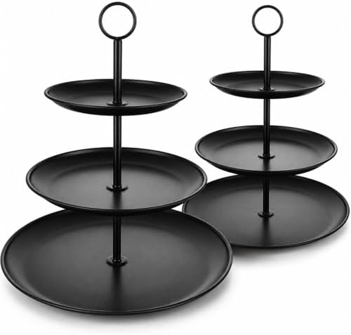 YOUNTHYE Black Cupcake Stand 3 Tier, Stainless Steel Tiered Dessert Stand for Wedding, Birthday, Tea Party, Holiday Dessert Table, Serving Tray for Cupcakes, Cookies, Macarons and Fruit by YOUNTHYE