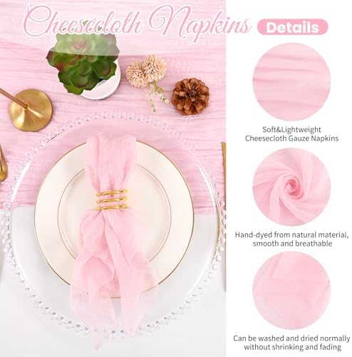 100 Pack Pink Cloth Napkins 20x20 Inch Cheesecloth Napkins - Image 3