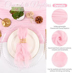 60 Pack Pink Cloth Napkins 20x20 Inch Cheesecloth Napkins Rustic Boho Gauze Dinner Napkin Cloth Washable Elegant Table Napkins for Wedding Party Bridal Baby Shower Table Decor - Image 3