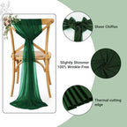 Pack of 50 Chiffon Chair Sashes for Wedding & Event Décor - Hunter Green - Image 3