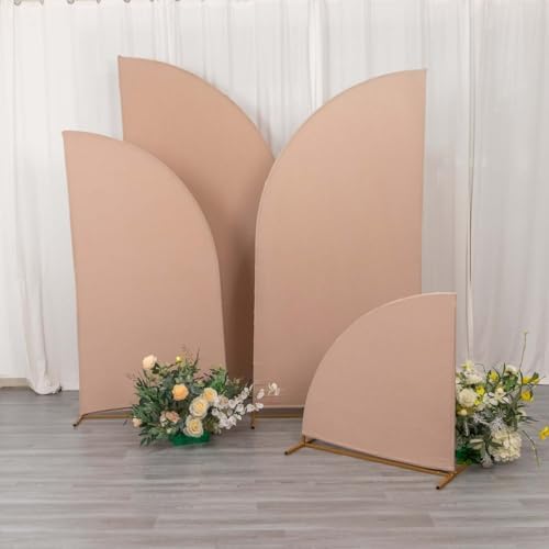 Efavormart Set of 4 Nude Spandex Half Moon Arch Covers, Custom Fit Chiara Backdrop Slipcovers 2.5ft-7ft for Minimalist Lifestyle Branding and Boho Decor by efavormart