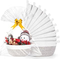 AFOROEOA 10PACK White khaki Baskets for Gifts Empty, 12"x 8"x 5" Woven Gift Baskets with Gift Bags and Bows Empty Gift Baskets for Christmas Shelf Small Storage Baskets with Handles by AFOROEOA