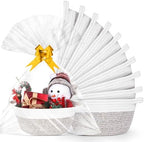 AFOROEOA 10PACK White khaki Baskets for Gifts Empty, 12"x 8"x 5" Woven Gift Baskets with Gift Bags and Bows Empty Gift Baskets for Christmas Shelf Small Storage Baskets with Handles by AFOROEOA