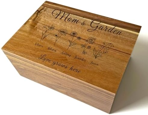 Mom's Garden Mothers Day Gift Custom for Mom, Engraved Birth Flowers Box by TopObsession