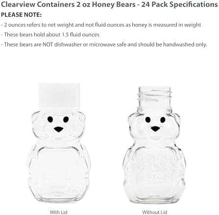 – 24 Pack 2 oz BPA-Free Plastic Honey Bear Bottles with Sealable White Screw Top Lids, Clear Mini Squeeze Bottles for Honey, Samples & Party Favors (24pk, 2oz, WHT) - Image 4