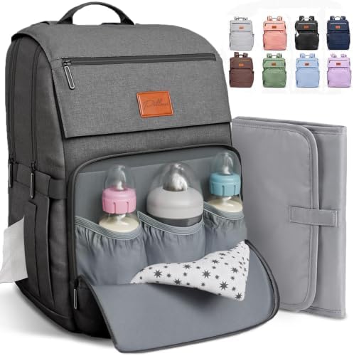 PILLANI Baby Diaper Bag Backpack - Large Bag for Boys & Girls, Waterproof Diaper Backpack - Travel Diaper Bags w/Changing Pad, Baby Registry Search & Shower Gifts - Essentials Must Haves Newborn Stuff by Pillani