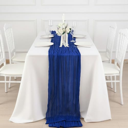 12 Pack Royal Blue Cheesecloth Table Runner 120 Inch Boho Wedding Decor - Image 4