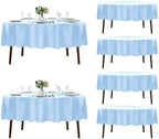 Fokitut 6 Pack Round Tablecloth, 90 Inch, Stain Resistant and Wrinkle Polyester Table Cloth, Fabric Table Cover for Kitchen Dining, Wedding, Party, Holiday Dinner-Blue Mist by Fokitut