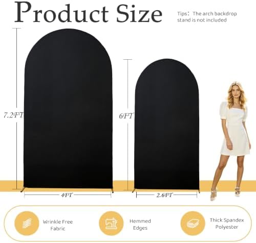 7.2ft 6ft Black Arch Backdrop Cover Set of 2-Wedding Arch Cover - Image 2