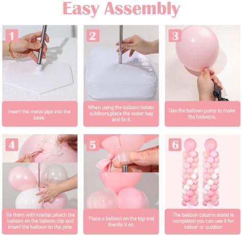 Light Pink Balloons Stand Column Kits 2 Sets Birthday Decorations - Image 5