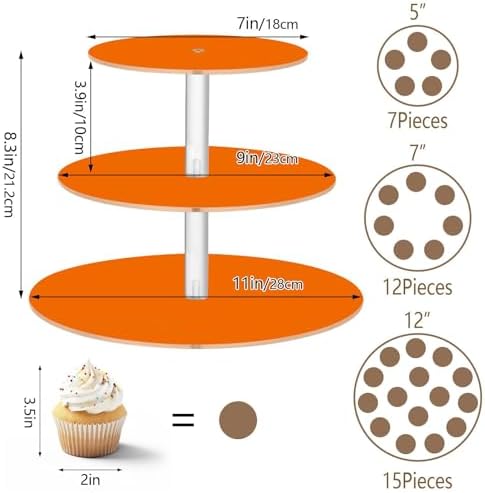 J JOYSAY Halloween Yellow Print Acrylic Cupcake Stand 3 Tier Dessert Table Display Set Clear Cake Stands for Party Wedding Baby Shower Decorations Easy Assembly Pastry Tower - Image 3
