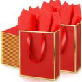 Yeaqee 50 Pcs Metallic Paepr Gift Bags Bulk with Handles,Red Gold by Yeaqee