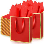 Yeaqee 50 Pcs Metallic Paepr Gift Bags Bulk with Handles,Red Gold by Yeaqee