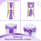 MDS® Pack of 125 Satin Chair Sashes for Wedding & Events – Lavender - Image 4
