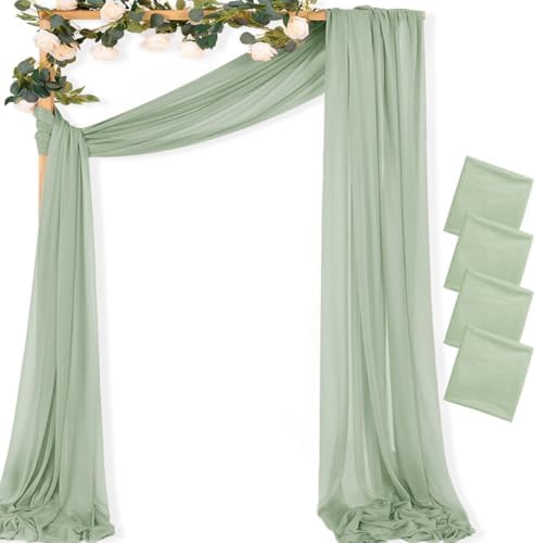 Sheer Gauze Wedding Arch Draping Fabric 29" x 20 FT 4 Panel Sage Green by MLMC