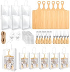 37 Pcs Baby Shower Game Prizes for Winners 6 Sets Baby Shower Prizes for Game Player with Bamboo Cheese Board Oak Cutlery Placemats Tags Bags by Denylopro