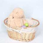 Wicker Basket Gift Baskets Empty Oval Willow Woven Picnic Basket Easter Candy Basket Storage Basket Wine Basket with Handle Egg Gathering Wedding Basket (Natural) - Image 4